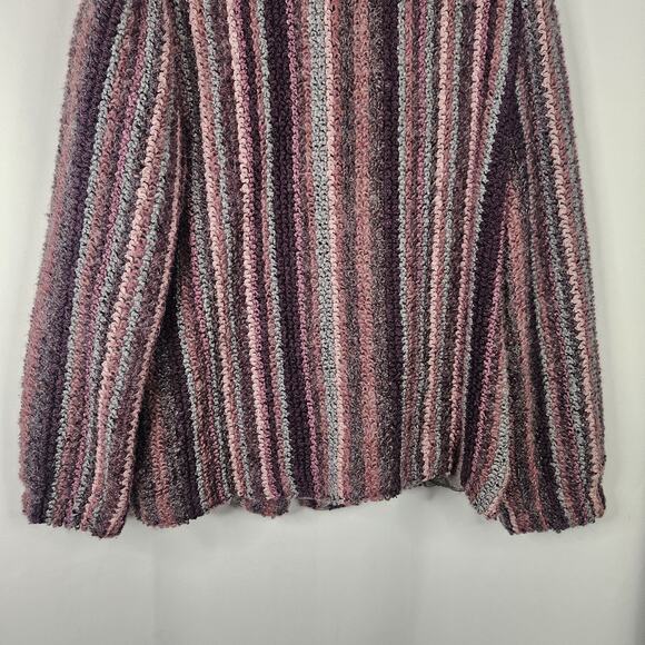 Vtg 80s Boucle Cardigan Purple Pink Lambswool Mohair Blend Knit Blazer Large 12 - Picture 6 of 9